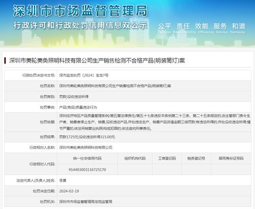 深圳美輪美奐照明科技 以罰促改，護(hù)航質(zhì)量線